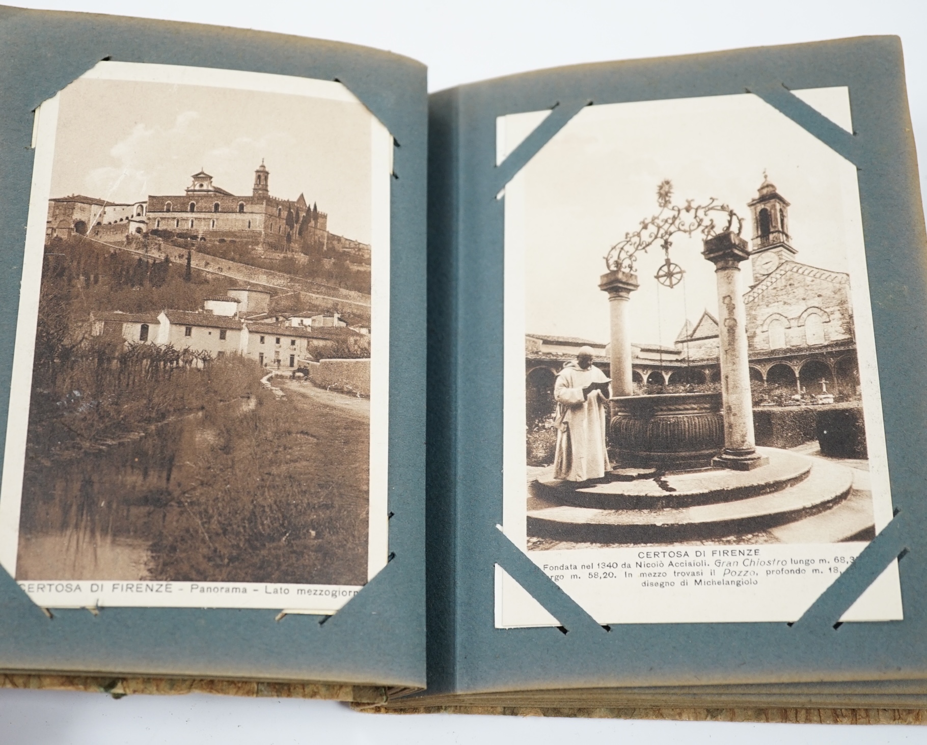 Four Victorian scrap albums and postcard albums, including one of late 19th century Christmas cards, an album of early 20th century architectural photographic postcards, etc. Condition - fair